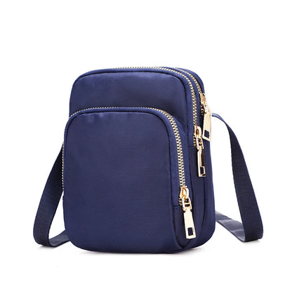 Waterproof Oxford Crossbody Bag – Multi-Zipper Women's Bag