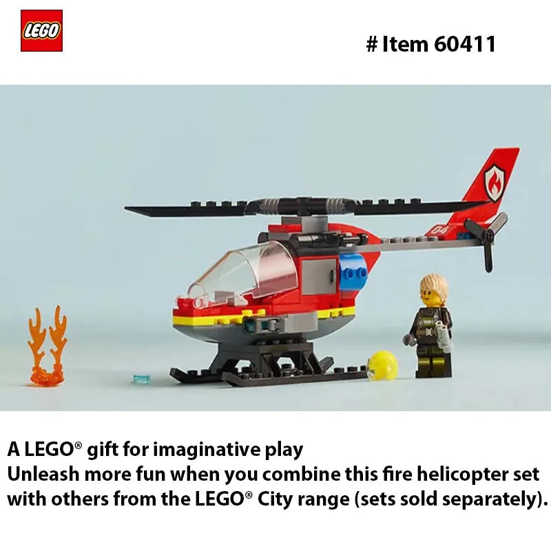 LEGO City 60411 Fire Rescue Helicopter Building Toy for Kids