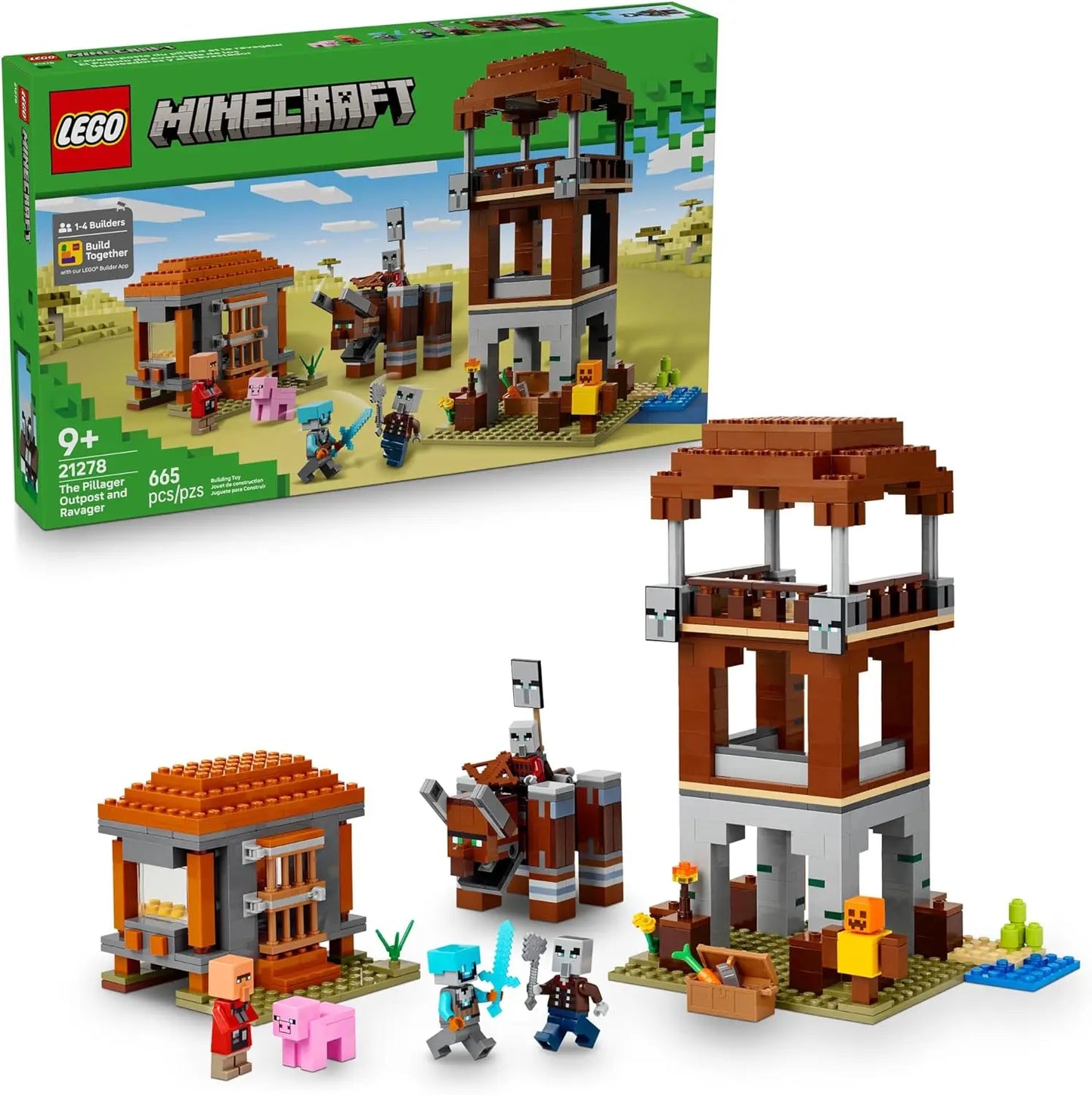 LEGO Minecraft 21278 The Pillager Outpost and Ravager – 665 Pieces, Ages 9+