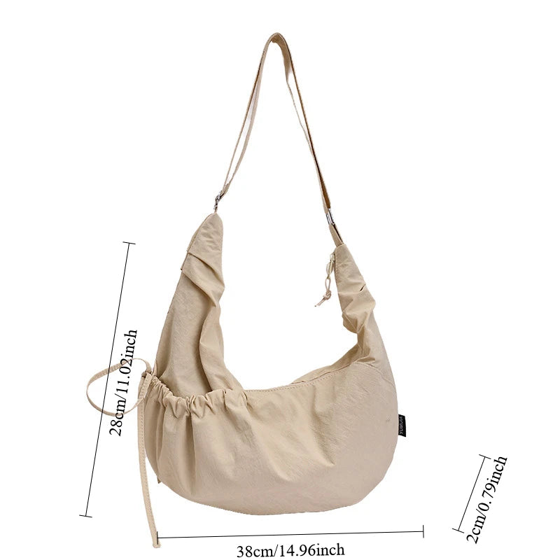 Lightweight Minimalist Lazy Style Large Capacity Crossbody Bag Solid Casual Korean Relaxed Commuter