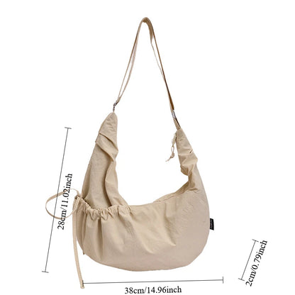 Lightweight Minimalist Lazy Style Large Capacity Crossbody Bag Solid Casual Korean Relaxed Commuter