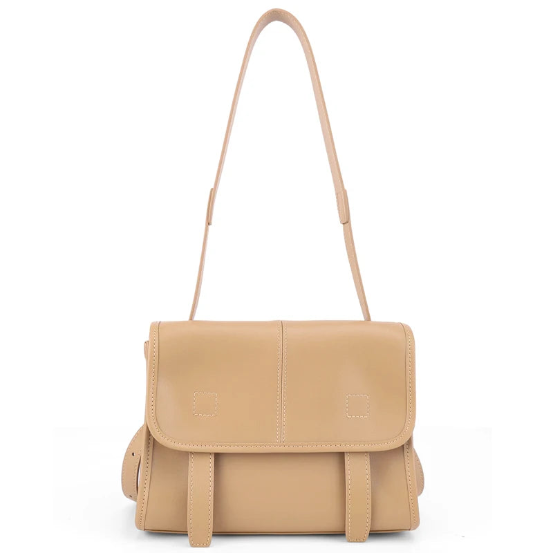 Women's Genuine Leather Crossbody Bag – Multi-Pocket Shoulder Messenger