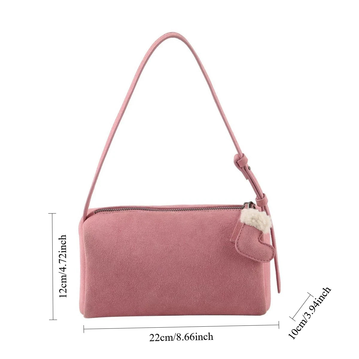 Women's Mini Suede Crossbody Bag – Chic Pink Shoulder Bag