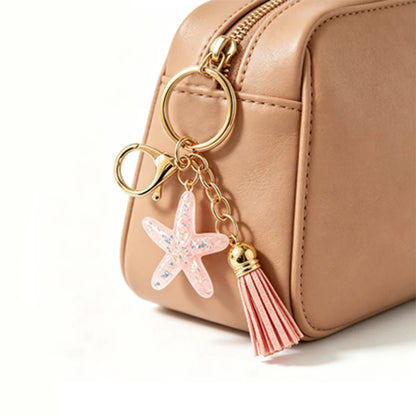 Ocean Starfish Beaded Keychain – Cute Bag Charm with Tassel