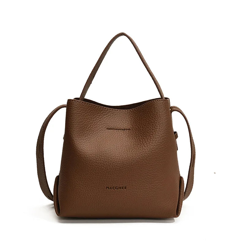 PU Leather Bucket Bag Women Shoulder Crossbody Handbag