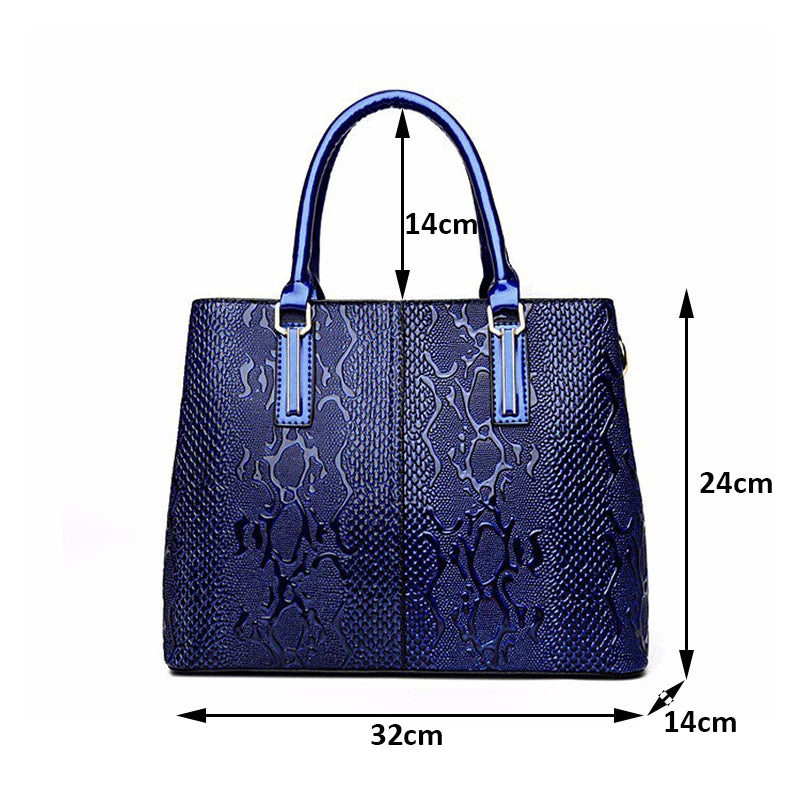 Snake Embossed Patent Leather Women's Tote Bag