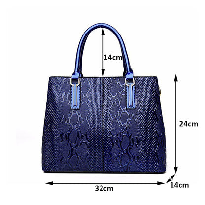 Snake Embossed Patent Leather Women's Tote Bag