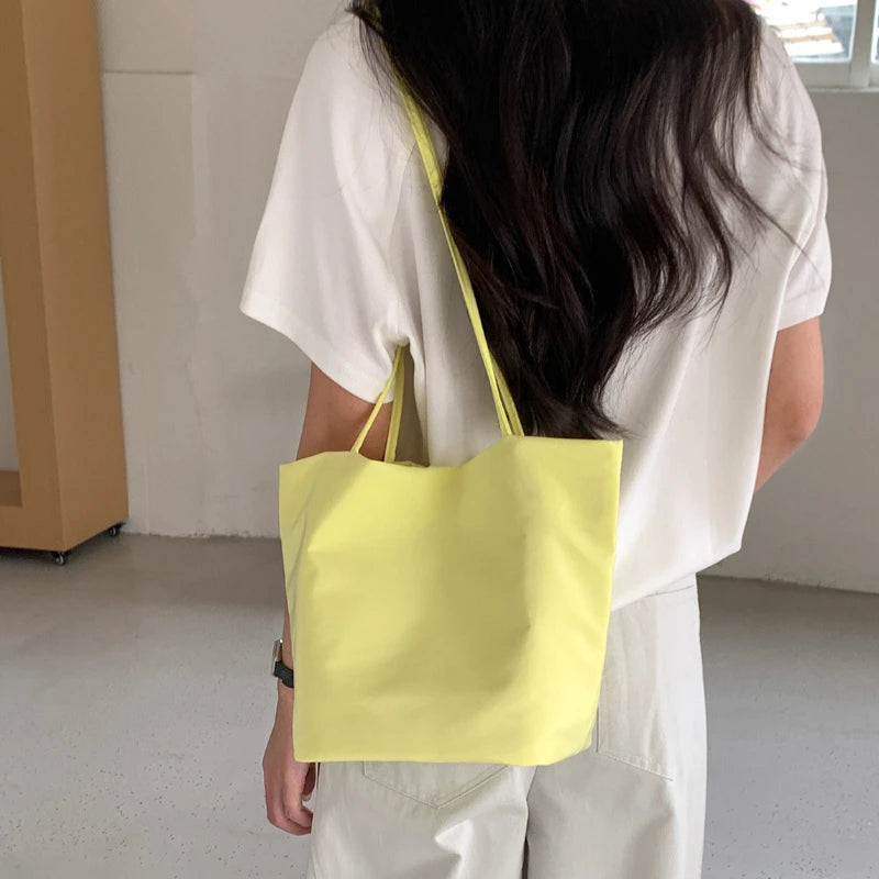 Nylon Bucket Bag for Women – Soft Shoulder Tote Handbag