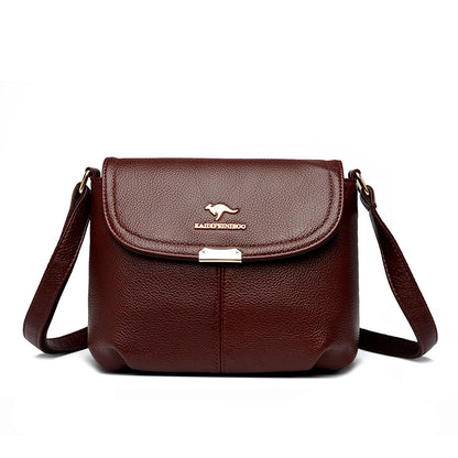 Leather Crossbody Shoulder Bag for Women – Soft Flap Handbag