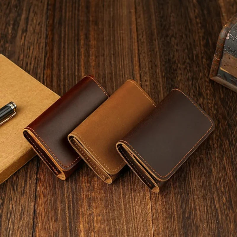 Vintage Genuine Leather Wallet & Coin Purse with Cable Organizer