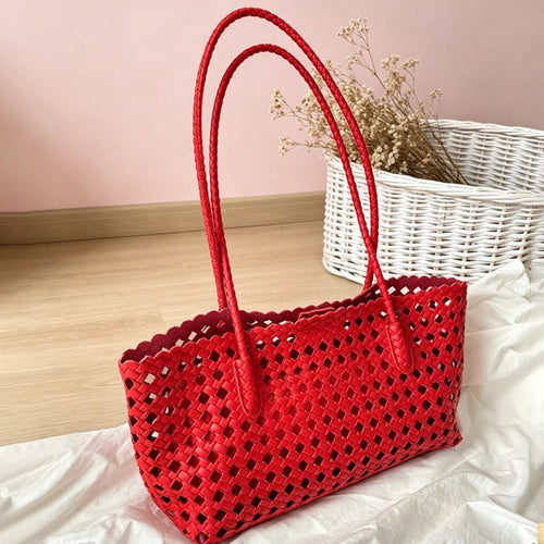 Hollow Woven Basket Shoulder Bag – Large Boho Vacation Tote