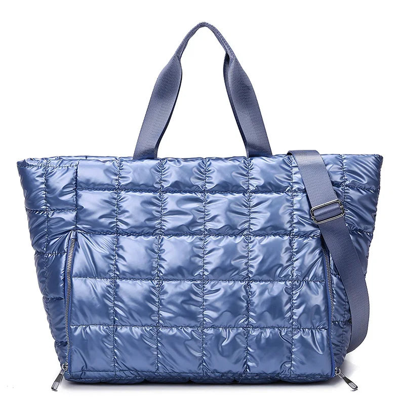 Quilted Puffer Tote Bag – Large Travel & Gym Shoulder Bag
