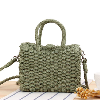 Straw Woven Tote Bag – Women's Large Capacity Summer Beach Handbag