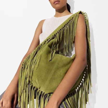 Fringe Suede Hobo Shoulder Bag – Boho Crossbody Bag for Women