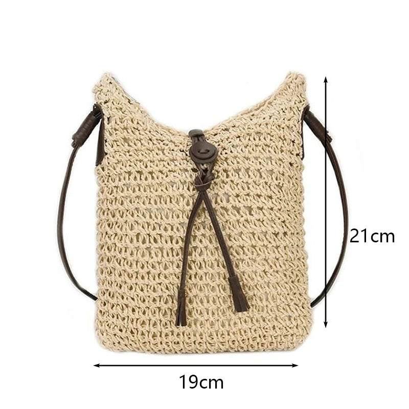 Woven Straw Shoulder Bag – Bohemian Beach Crossbody