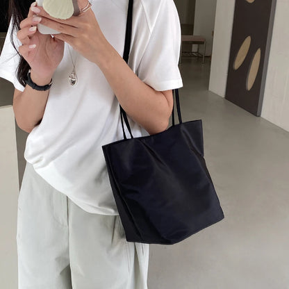 Nylon Bucket Bag for Women – Soft Shoulder Tote Handbag