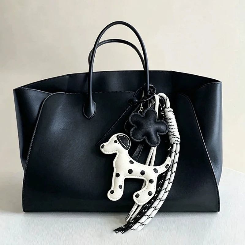 Dog Keychain – PU Leather Bag Charm with Braided Tassel