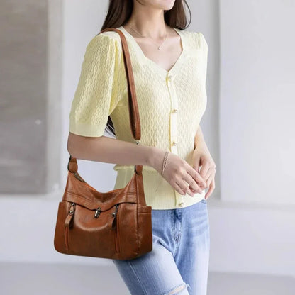 Large Capacity PU Leather Crossbody Shoulder Bag for Women