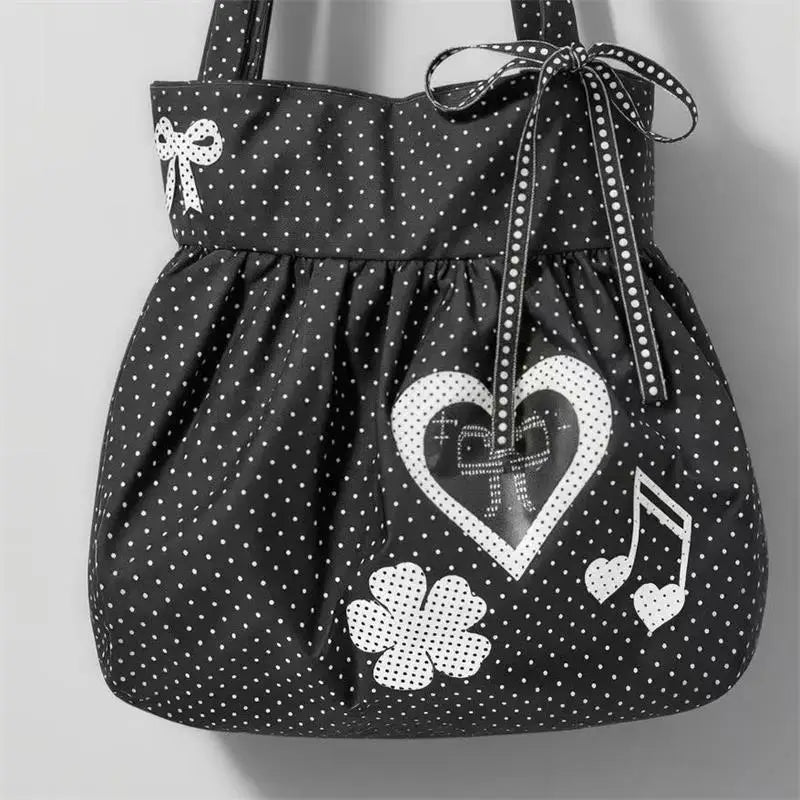 Cute Bow Polka Dot Nylon Tote Bag for Women