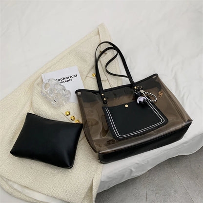 Clear Jelly Tote Bag – Large Capacity Shoulder Bag for Women