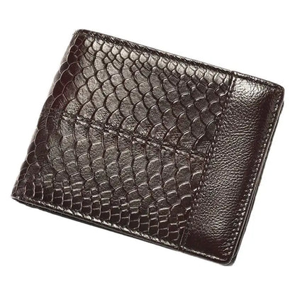 Crocodile Pattern Genuine Leather Bifold Wallet for Men