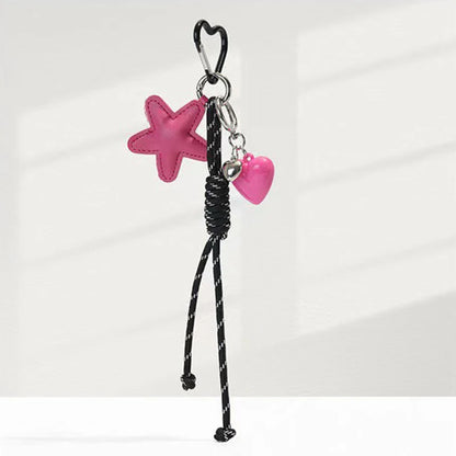 Leather Starfish Keychain – Cute Braided Rope Bag Charm