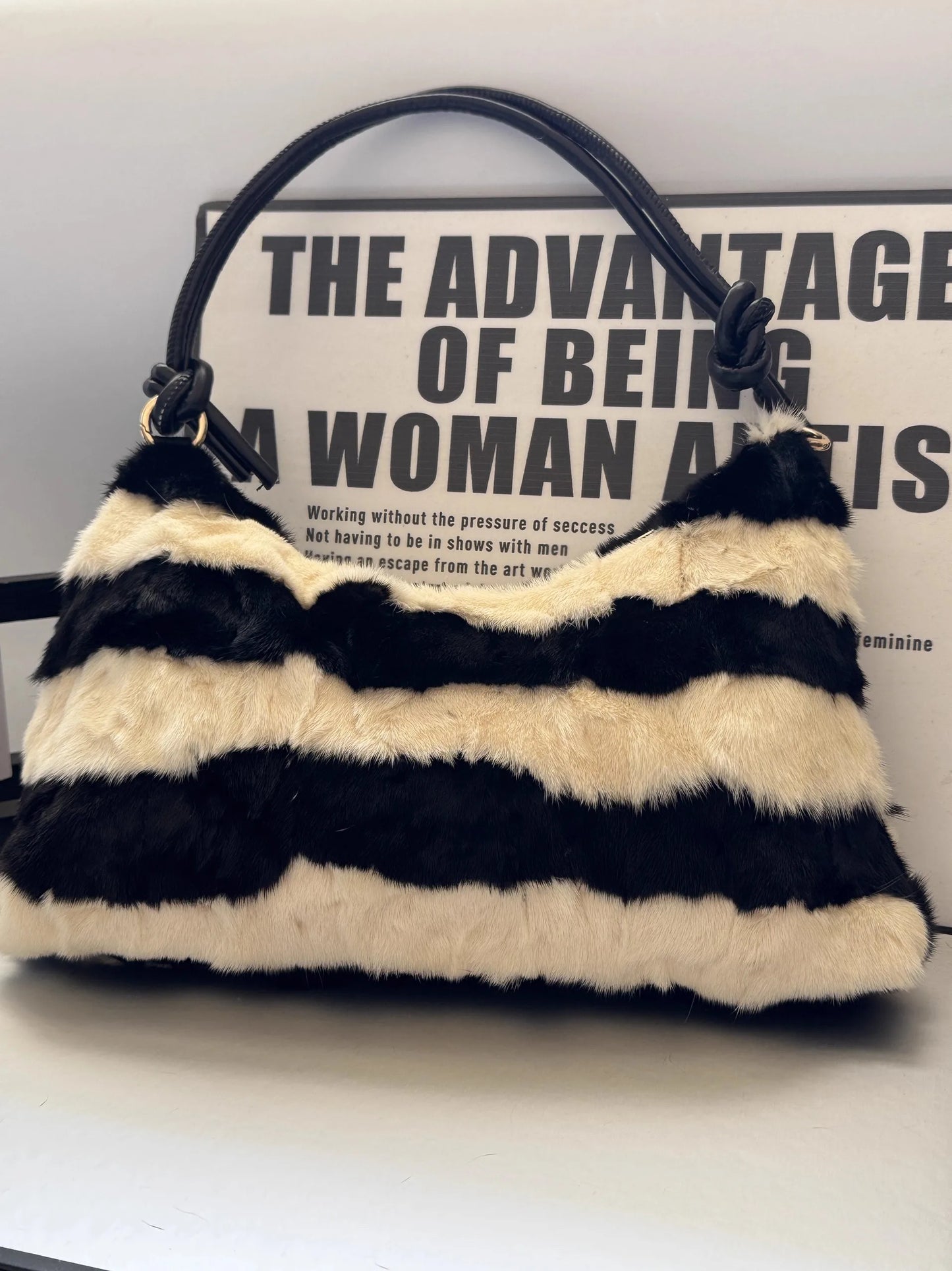 Mew Real Mink Fur Natural Cloud Winter Thick Bag Single Shoulder Women Fluffy Evening Ladies - Thick