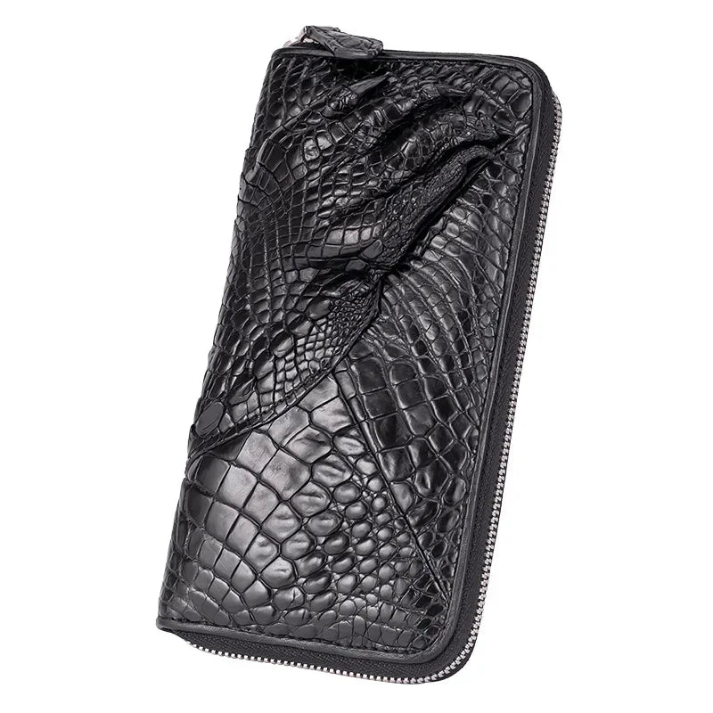 Crocodile Leather Long Wallet for Men – Luxury Organizer