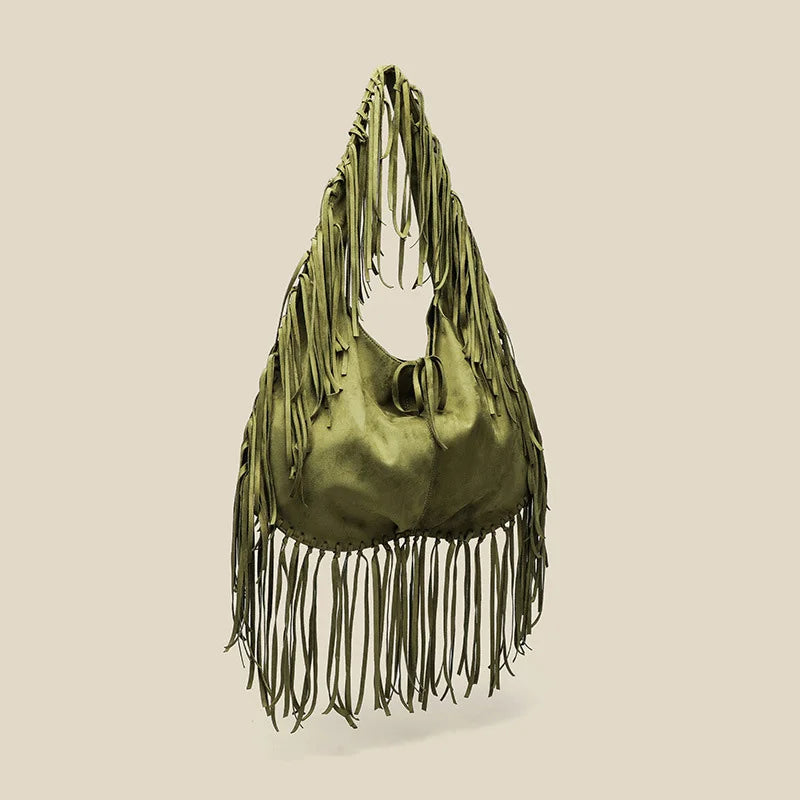 Fringe Suede Hobo Shoulder Bag – Boho Crossbody Bag for Women