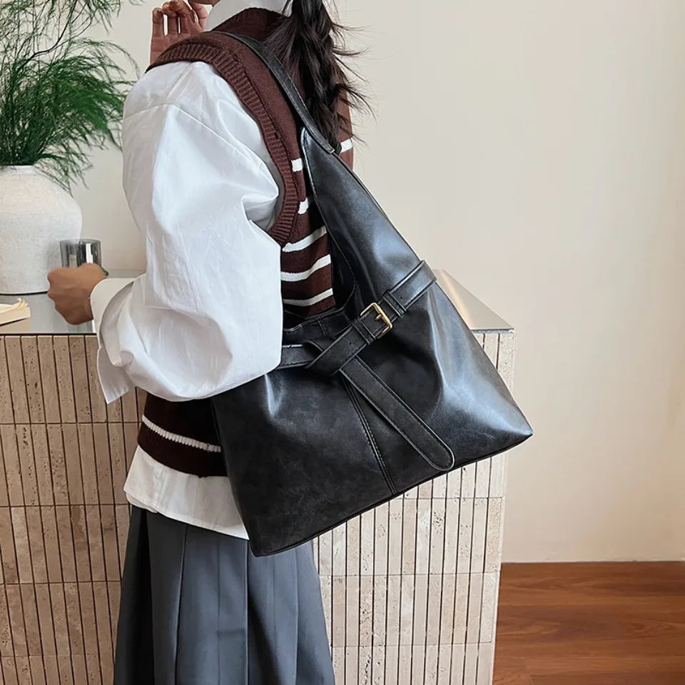 Retro PU Leather Hobo Bag – Large Capacity Shoulder Bag
