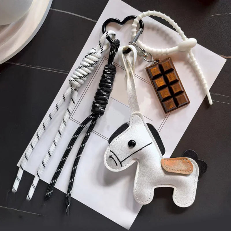 Leather Horse Keychain Phone Bag Charm – Creative Pouch Pendant Accessory