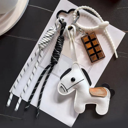Leather Horse Keychain Phone Bag Charm – Creative Pouch Pendant Accessory