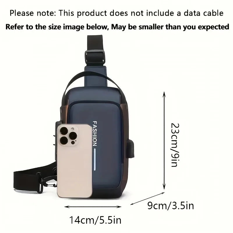 Men's Sling Bag Oxford Crossbody Chest Pack with Phone Pocket