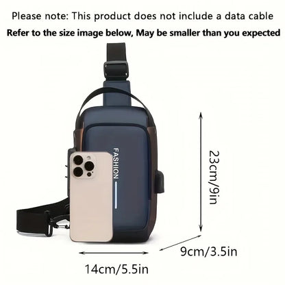Men's Sling Bag Oxford Crossbody Chest Pack with Phone Pocket