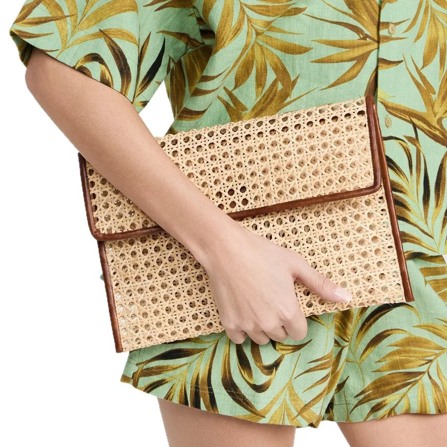 Rattan Clutch Bag - Woven Crossbody Shoulder Bag Summer