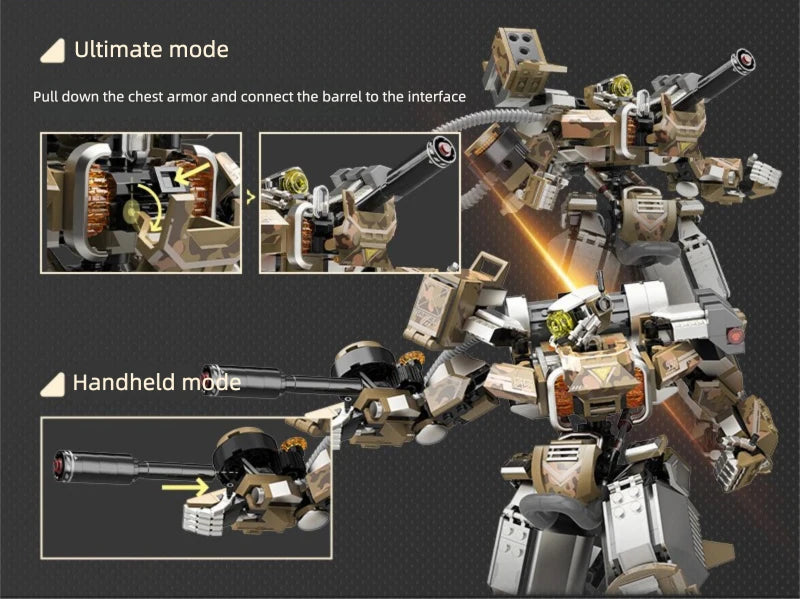 Mecha Robot MOC Building Set – 598–624 Piece Sci-Fi Brick Model