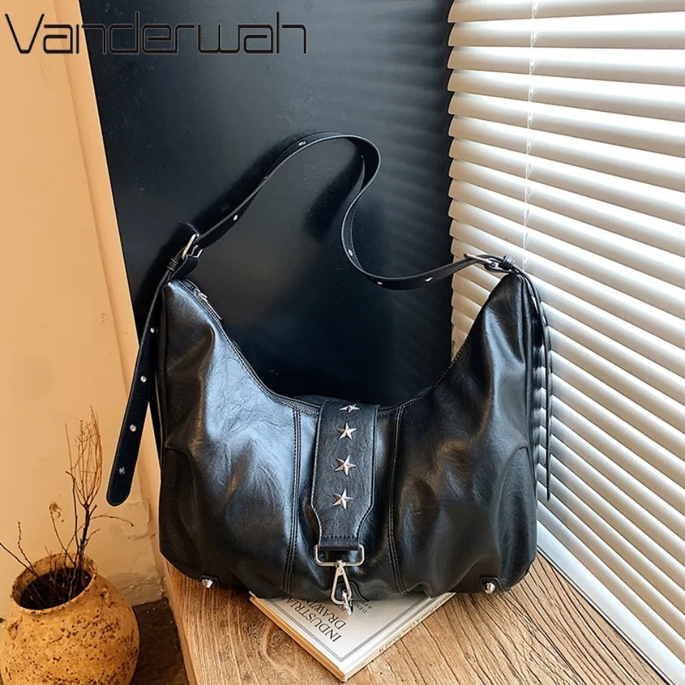 Retro PU Leather Crossbody Bag for Women – Large Capacity