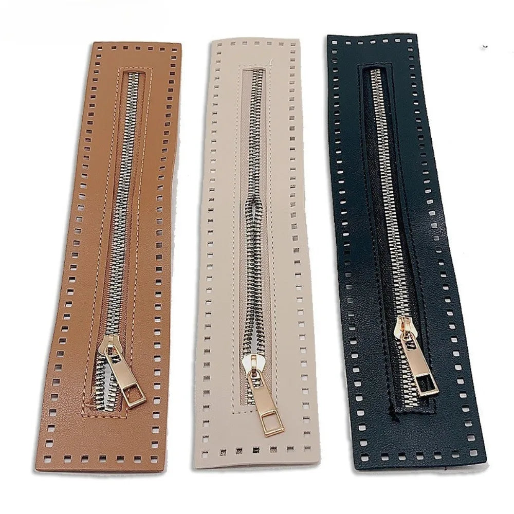 Leather Zipper Bag Bottom with Holes – 27cm Crochet Bag Base