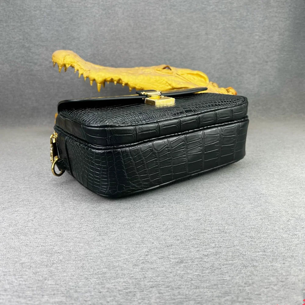 Crocodile Leather Crossbody Bag for Men – Luxury Flap Shoulder Bag