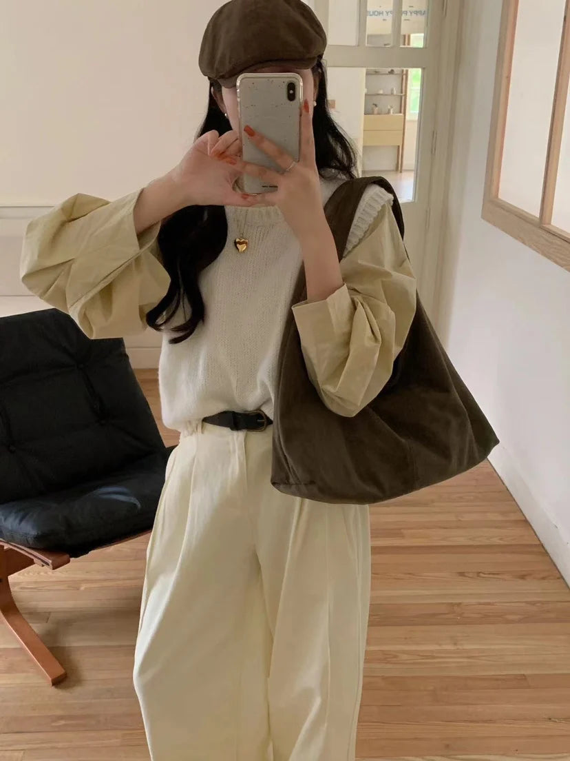 Vintage Faux Suede Hobos Women Shoulder Bags Large Capacity Tote Bag Retro Trend Autumn Big Shopper