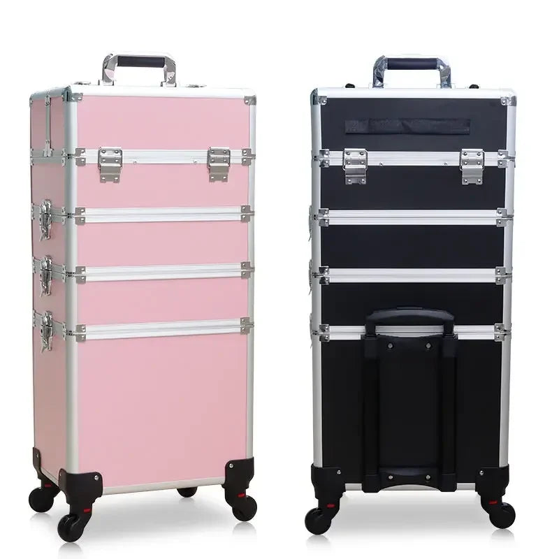 Professional Rolling Makeup Trolley Case 4-Layer with Wheels