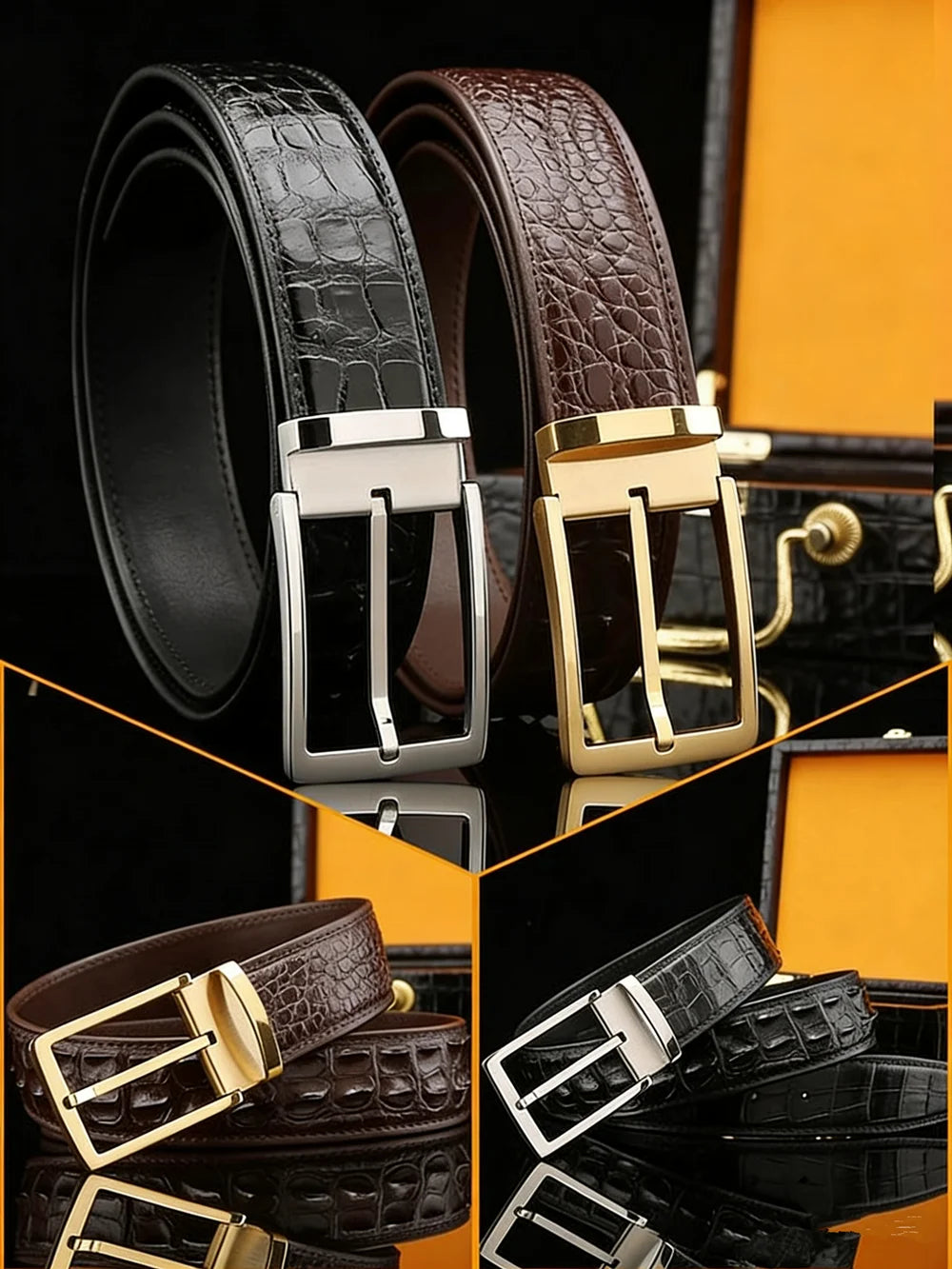 Men's Genuine Crocodile Leather Belt – Luxury Dress Belt