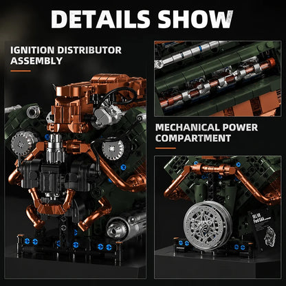 Ford GAA V8 Engine MOC Building Set – 1385 Pieces