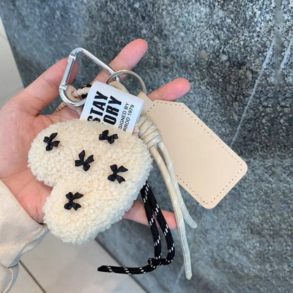 Plush Heart Keychain Charm – Cute Bag Pendant for Women & Couples