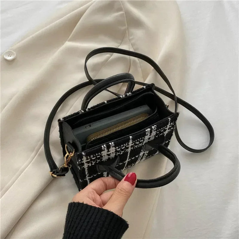 Mini Check Pattern Crossbody Bag – Lightweight Women's Shoulder Handbag