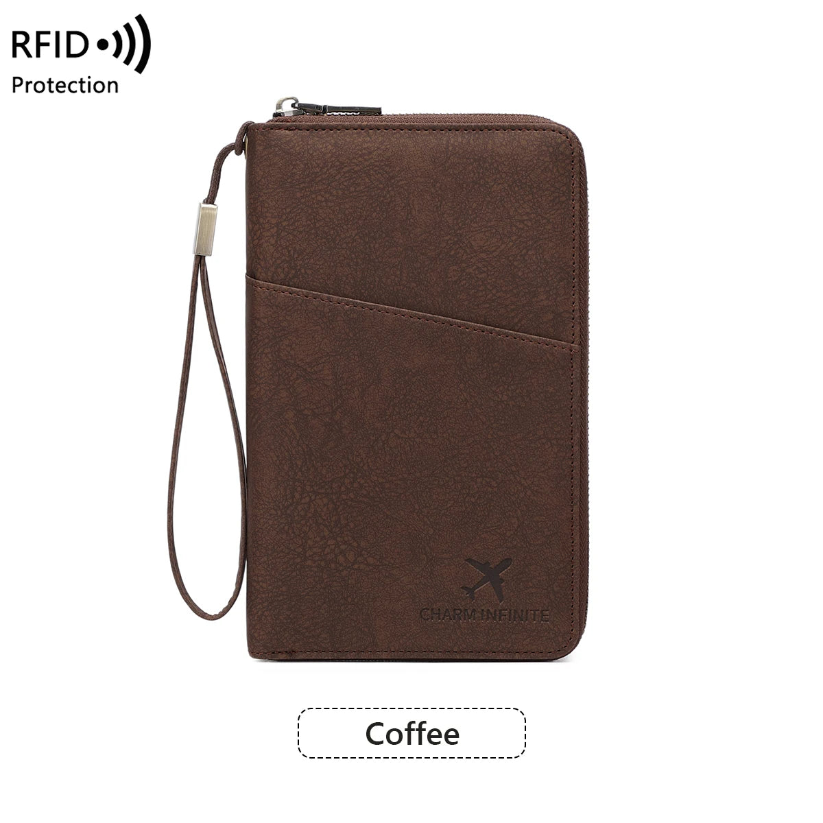 RFID Blocking Long Zipper Passport Wallet – Multi-Functional Travel Document Organizer