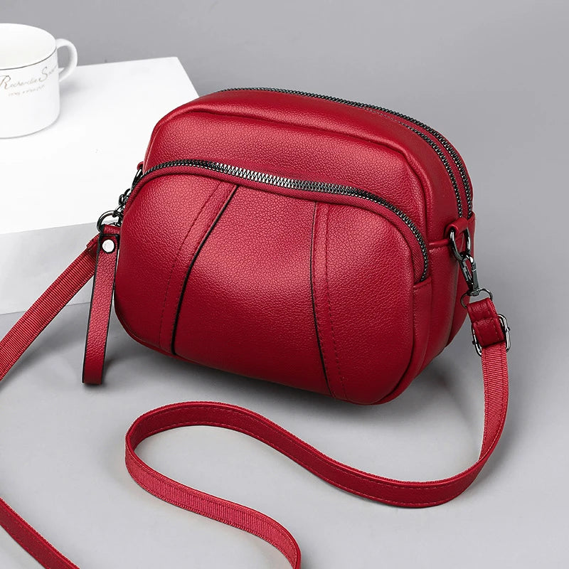 Crossbody Bag for Women – Soft Faux Leather Rivet Zipper Shoulder Purse