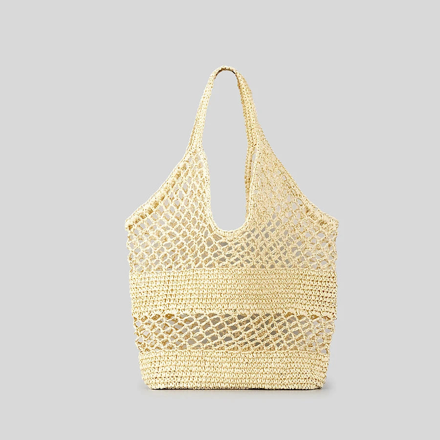 Casual Hollow Straw Women Shoulder Bags Paper Woven Lady Handbags Handmade Summer Beach Large Tote