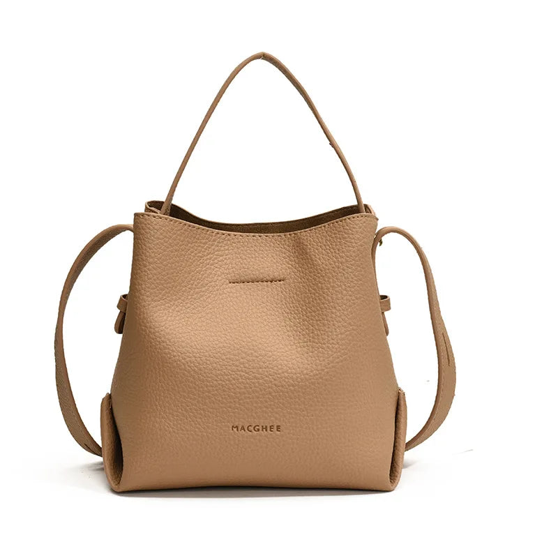 PU Leather Bucket Bag Women Shoulder Crossbody Handbag