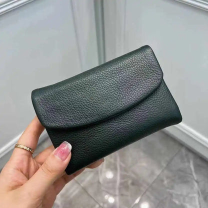 Women's Genuine Cowhide Leather Trifold Wallet with Zipper Coin Pocket